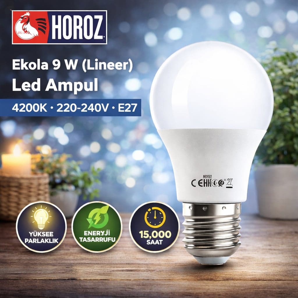 Horoz 001-006-2015 Ekola 15 W (Lineer) Led Ampul 6400K 220-240V E27