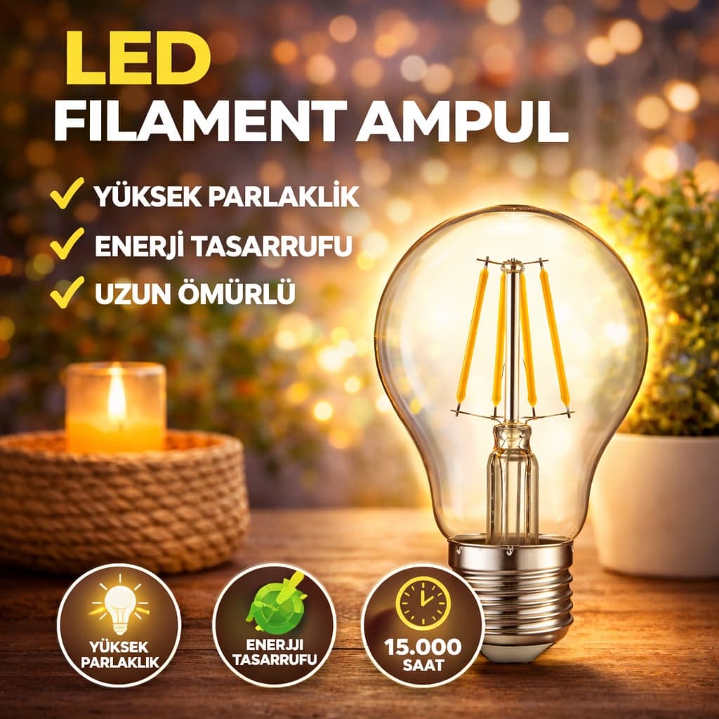 Horoz 001-015-0004 Filament Globe-4 4W 6400K E27 Led Ampul