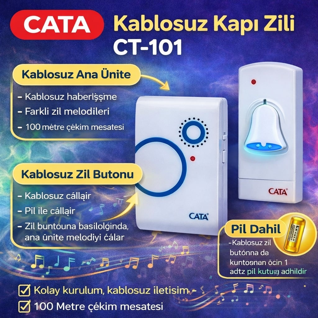 Cata Uzaktan Kumandalı Zil CT-101 - Görsel 1